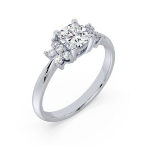 GIA Cushion Modified Brilliant Diamond Floral Cluster Ring in Platinum 1.00 Carat TW