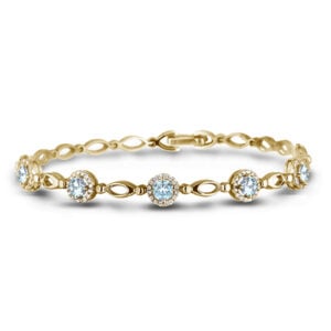 Aquamarine and Canadian Diamond 0.24 TW Carat Bracelet In Yellow Gold