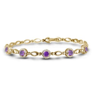 Amethyst and Canadian Diamond 0.24 TW Carat Bracelet In Yellow Gold