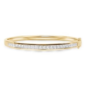 Diamond Bangle Bracelet in 14K Yellow Gold 2.84 Carat TW