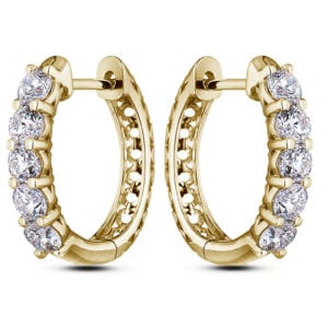 Canadian Diamond Hoop Earrings in 14K Yellow Gold | 3.01 Carat TW
