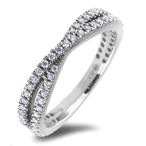Diamond Anniversary Cross Over Ring in 14K White Gold