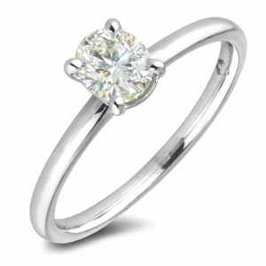 Black Label De Beers Forevermark Oval Solitaire Ring in 18K White Gold