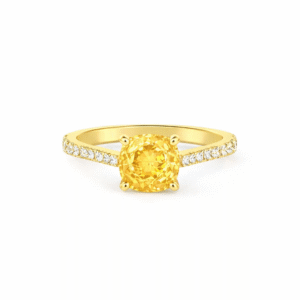 Ceylon Origin Yellow Sapphire and De Beers Forevermark Diamond Ring in 14K Yellow Gold