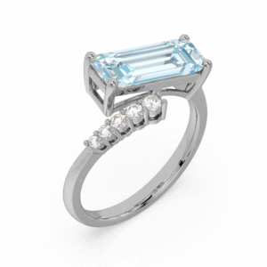Aquamarine and Canadian Diamond You and Me Ring in White Gold