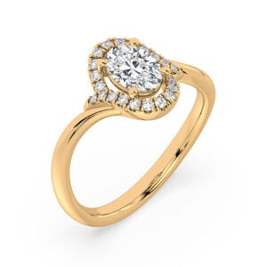 Oval Shaped De Beers Forevermark Diamond Halo Ring in 18K Yellow Gold