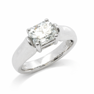 Rectangular Brilliant Cut Polar Bear Diamond Solitaire Engagement Ring in 14K White Gold ( IF Clarity, D Color)