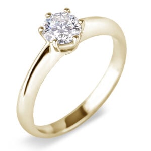 Solitaire Canadian Diamond Engagement Ring in Yellow Gold 0.63 Carat