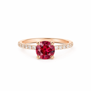 Rhodolite Garnet and Diamond Ring in 14K Rose Gold