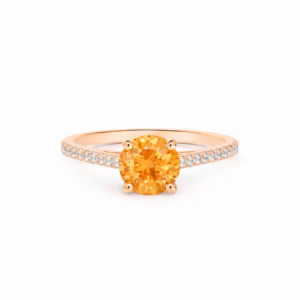 Orange Sapphire and De Beers Forevermark Diamond Ring in 14K Rose Gold
