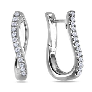 Canadian Diamond U-Shape Hoop Earrings In White Gold