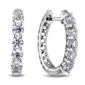 Canadian Diamond Hoop Earrings in 14K White Gold | 3.08 Carat TW