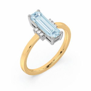 Aquamarine and Canadian Diamond Ring in Yellow and White Gold