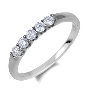 5 Stone Ladies Canadian Diamond Anniversary Ring in White Gold