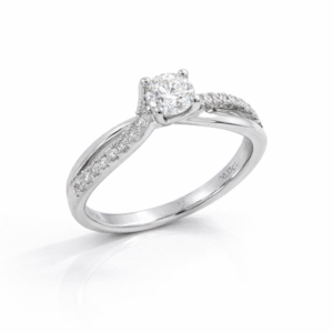 Canadian Diamond Twisted Band Engagement Ring in 18K White Gold 0.54 Carat TW