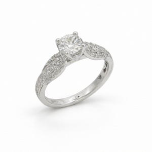 De Beers Forevermark Diamond Split Shank Pave Engagement Ring in 14K White Gold 1.20 Carat TW