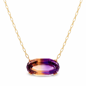 Oval Modified Cut Ametrine Pendant With Paperclip Chain in Yellow
