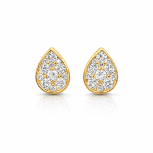 Canadian Diamond Pear Shaped Halo Stud Earrings in Yellow Gold