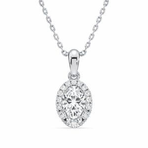 De Beers Forevermark Oval Diamond Halo Pendant in 14K White Gold