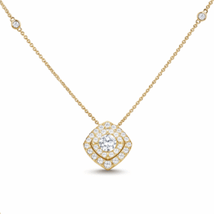Canadian Diamond Halo Pendant in Yellow Gold