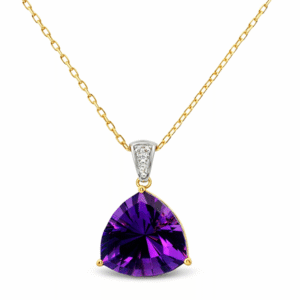 Brazilian Origin Amethyst and Canadian Diamond Pendant in 14K Yellow and White Gold
