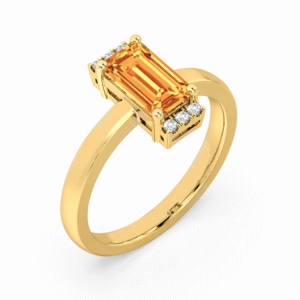 Yellow Sapphire and Canadian Diamond Ring in Yellow Gold