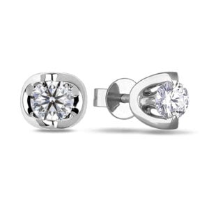 Classic Canadian Diamond Tension Set Stud Earrings in 14K White Gold | 0.10 Carat TW
