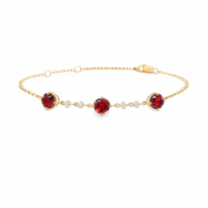 Garnet 1.85 Carat TW and Dainty Canadian Diamond Bracelet in Yellow Gold