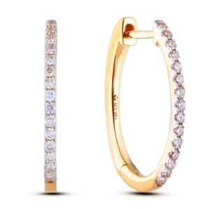 Yellow Gold Hoop Earrings Featuring 1.02 Carat TW Canadian Diamonds
