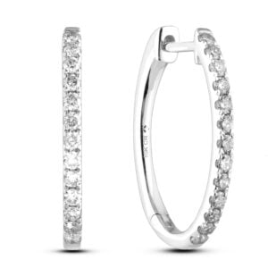 Canadian Diamond Hoop Earrings in White Gold 0.33 Carat TW
