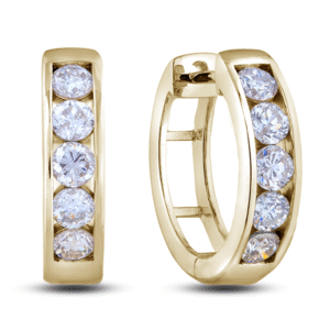 Canadian Diamond Channel Set Hoop Earrings in Yellow Gold | 0.75 Carat TW