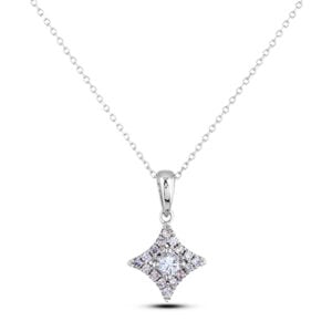 Canadian Diamond Star Style Pendant in White Gold