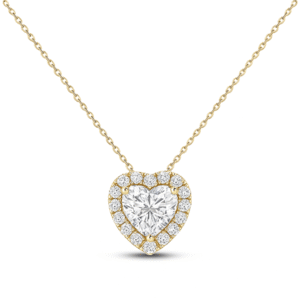 Ideal Heart Shape Black label De Beers Forevermark Diamond Halo Pendant in 18K Yellow Gold