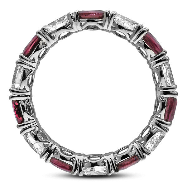 Eternity Anniversary Ring Set With Ruby and Diamonds In 18K White Gold